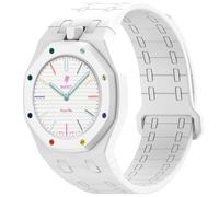 xhKJO Pulseras de Repuesto para Swatch Royal Pop Correas para Relojes, Bandas Correas Silicona Reloj Bracelet Brazalete Strap Silicona Pulseras para Swatch x AP Royal Pop (blanco, crown at 12 o’clock)