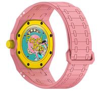 xhKJO Pulseras de Repuesto para Swatch Royal Pop Correas para Relojes, Bandas Correas Silicona Reloj Bracelet Brazalete Strap Silicona Pulseras para Swatch x AP Royal Pop (rosa, crown at 3 o’clock)