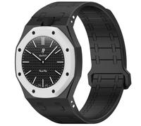 xhKJO Pulseras de Repuesto para Swatch Royal Pop Correas para Relojes, Bandas Correas Silicona Reloj Bracelet Brazalete Strap Silicona Pulseras para Swatch x AP Royal Pop (negro, crown at 12 o’clock)
