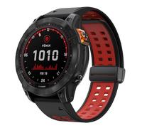 xhKJO Pulseras para Garmin Fenix 8 51mm / Enduro 3 / D2 Mach 1 Pro 51mm,Silicona Cierre Abatible Bracciale Correa Brazalete Strap para Garmin Tactix 7 /Fenix 7X Pro/Epix Pro 51mm (negro rojo)