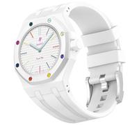 xhKJO Pulseras para Swatch Royal Pop Correas para Relojes, Bandas Correas Silicona Reloj Bracelet Brazalete Strap Silicona Pulseras de Repuesto para Swatch x AP Royal Pop (blanco, crown at 3 o’clock)