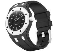 xhKJO Pulseras para Swatch Royal Pop Correas para Relojes, Bandas Correas Silicona Reloj Bracelet Brazalete Strap Silicona Pulseras de Repuesto para Swatch x AP Royal Pop (negro, crown at 3 o’clock)