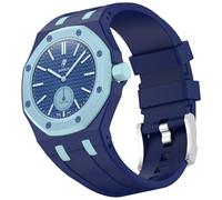 xhKJO Pulseras para Swatch Royal Pop Correas para Relojes, Bandas Correas Silicona Reloj Bracelet Brazalete Strap Silicona Pulseras de Repuesto para Swatch x AP Royal Pop (azul 1, crown at 12 o’clock)