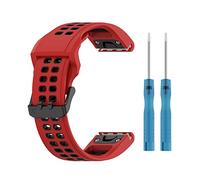 xhKJO Silicona Pulseras para Garmin Fenix 8 51mm / Enduro 3 / D2 Mach 1 Pro 51mm, Cierre Abatible Bracciale Correa Brazalete Strap para Garmin Tactix 7 / Fenix 7X Pro/Epix Pro 51mm (rojo negro)