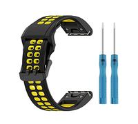 xhKJO Silicona Pulseras para Garmin Fenix 8 51mm / Enduro 3 / D2 Mach 1 Pro 51mm, Cierre Abatible Bracciale Correa Brazalete Strap para Garmin Tactix 7 / Fenix 7X Pro/Epix Pro 51mm (negro amarillo)