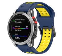 xhKJO Silicona Pulseras para Garmin Fenix 8 51mm / Enduro 3 / D2 Mach 1 Pro 51mm, Cierre Abatible Bracciale Correa Brazalete Strap para Garmin Tactix 7 / Fenix 7X Pro/Epix Pro 51mm (azul amarillo)