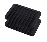 XHNFCU 2 Piezas Jabonera Escurre de Silicona Mantiene Secas Las Pastillas de Jabón Antideslizante para Baño, Ducha, Cocina, Esponja (Negro)