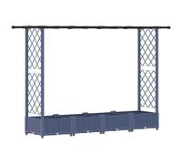 XHNIFBN Jardinera con enrejado y techo gris 203 x 40 x 121 cm, jardinera con enrejado de plástico PP para balcón, terraza y jardín, arriate vertical para plantas trepadoras