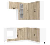 XHNIFBN Juego de 8 piezas de cocina de roble Sonoma, moderno juego de muebles de cocina de madera, armario de cocina y armario bajo combinación para cocina y comedor