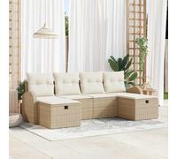XHNIFBN Juego de sofá de jardín de 234 x 117 x 85 cm, polirratán, beige, crema, con espacio de almacenamiento, modular, resistente a la intemperie, balcón, terraza, salón, exterior, para pequeños