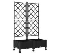 XHNIFBN Macetero con enrejado y ruedas, juego de 2 maceteros con enrejado de plástico PP para plantas trepadoras, jardineras para jardín y terraza, color negro, 80 x 40 x 131,5 cm