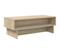 XHNIFBN Mesa de centro de roble Sonoma, 100 x 46 x 35 cm, madera con | Mesa de salón rectangular con aspecto de madera con 2 estantes integrados para revistas y mandos a distancia.