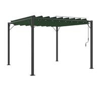 Xhnifbn Pérgola de aluminio con techo de láminas, 3 x 3 m, color verde | Láminas de techo de manivela ajustables y marco de aluminio resistente para una sombra flexible en el jardín o la piscina.