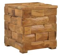 XHNIFBN Taburete de almacenamiento marrón 40 x 40 x 45 cm taburete con espacio de almacenamiento de madera maciza de teca - Arcón rústico cuadrado para salón, dormitorio y pasillo