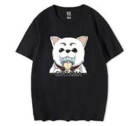 xhomeshop Unisex Anime Gintama Camiseta Sakata Gintoki Cosplay Estampado de Dibujos Animados Manga Corta Verano Casual Suelta Top para fanáticos del líder del Anime