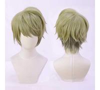 XHSDOZD Peluca Cosplay Anime，Peluca A3 Chikage Utsuki，Green Fluffy Short Peluca Cosplay,con Red de Peluca Gratis,Halloween Hair,para Cosplay de Fiesta diari