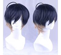 XHSDOZD Peluca Cosplay Anime，Peluca A3 Usui Masumi，Black Gradient Brown Short Peluca Cosplay,con Red de Peluca Gratis,Halloween Hair,para Cosplay de Fiesta diari