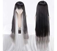 XHSDOZD Peluca Cosplay Anime，Peluca Touken Ranbu Online Juzumaru Tsunetsugu，Black Gray Gradient Long Peluca Cosplay,con Red de Peluca Gratis,Halloween Hair,para Cosplay de Fiesta diari