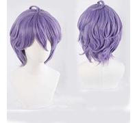 XHSDOZD Peluca Cosplay Anime,Peluca Touken Ranbu Online Kasen Kanesada,Purple Short Peluca Cosplay,con Red de Peluca Gratis,Halloween Hair,para Cosplay de Fiesta diari