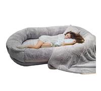 XHSMYXGS Cama para perro humano, cama gigante de piel sintética esponjosa para perros con espuma viscoelástica para mascotas (gris, 175 cm)