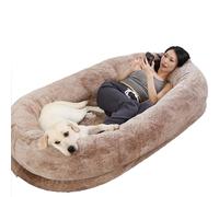 XHSMYXGS Cama para perro humano, cama gigante de piel sintética para perros con espuma viscoelástica, cama gigante para mascotas (marrón oscuro, 180 x 132 cm)
