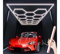 XHSMYXGS Luz de Garaje Hexagonal, luz de Techo LED de Nido de Abeja, Alto Brillo | Resistente al Agua, Superficie Luminosa ensanchada 3 cm, para garajes, gimnasios, almacenes, lavaderos Coches (Red)