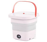 XHTLLO Lavadora Portátil, Mini Lavadora De Cubos Portátil, Lavadora Automática Plegable, Lavadora De Cubos para Dormitorio, RV, Apartamento De Viaje, 100 A 240 V(EU-Rosa)