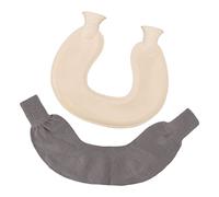 XHTLLO U Shaped Hot Water Bottle with Knitted Cover, 1L Rubber Warm Water Bag for Travel and Pain Relief (El abrigo gris)