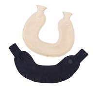 XHTLLO U Shaped Hot Water Bottle with Knitted Cover, 1L Rubber Warm Water Bag for Travel and Pain Relief (El abrigo azul)