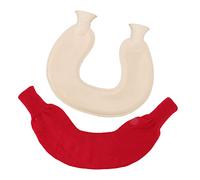XHTLLO U Shaped Hot Water Bottle with Knitted Cover, 1L Rubber Warm Water Bag for Travel and Pain Relief (El abrigo rojo)