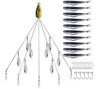 XhuangTech Alabama Rig Paraguas Aparejos para Trolling, un aparejo Bass Señuelos Kit de cebo con cola dividida, señuelos de pesca Alabama Rig de 5 brazos, 26 piezas