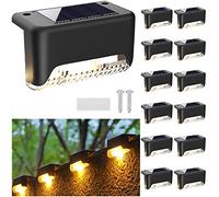 XhuangTech Luces solares para terraza al aire libre, paquete de 12 unidades, luces solares LED impermeables para exteriores, para cubierta, escalera, valla, pared, jardín, patio trasero (blanco