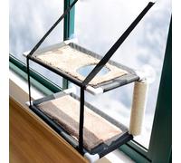 XhuangTech Percha negra para ventana de gato, hamaca para alféizar de ventana para gatos, soporta hasta 22 libras, doble capa resistente para mascotas con 6 ventosas fuertes, soporte ajustable