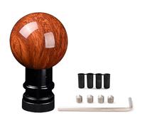 XhuangTech Pomo de palanca de cambios de coche de grano de madera, bola redonda de aluminio, para la mayoría de los coches automáticos manuales, perilla de palanca de cambios con 3 adaptadores de 8