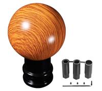 XhuangTech Pomo de palanca de cambios de coche de grano de madera, bola redonda de aluminio, para la mayoría de los coches automáticos manuales, perilla de palanca de cambios con 3 adaptadores de 8