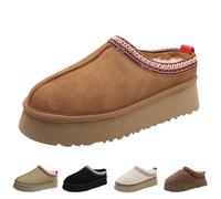 xhuoqdk Botas de plataforma de felpa de invierno para mujer, pantuflas esponjosas con forro polar de piel, cómodas y cálidas, para exteriores, interiores, casa, antideslizantes, mini botas cortas,