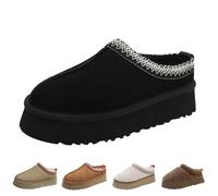 xhuoqdk Botas de plataforma de felpa de invierno para mujer, pantuflas esponjosas con forro polar de piel, cómodas y cálidas, para exteriores, interiores, casa, antideslizantes, mini botas cortas,