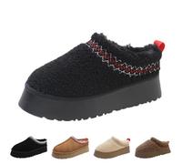 xhuoqdk Botas de plataforma de felpa de invierno para mujer, pantuflas esponjosas con forro polar de piel, cómodas y cálidas, para exteriores, interiores, casa, antideslizantes, mini botas cortas, Ps