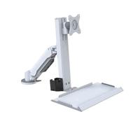XHURWDZ643KM Brazo Monitor Soporte de Mesa for Monitor de un Solo Brazo con Clip Blanco y Bandeja estándar, Apto for Pantallas de 15 a 32 Pulgadas Soporte Monitor