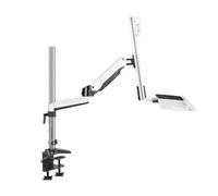 XHURWDZ643KM Brazo Monitor Soporte de Monitor de Mesa con Clip Blanco, Brazo Doble con Bandeja for Pantalla Individual de 15 a 27 Pulgadas Soporte Monitor