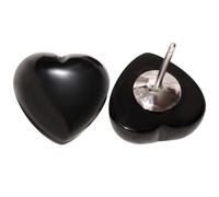 XHUUU Pendientes de corazón de obsidiana negra, protección del amor, cristales de energía espiritual, aretes de plata de ley 925 para mujer, joyería moderna de buena suerte