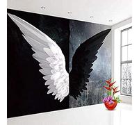 XHXI Diseño de personalidad creativa Ángel blanco Alas de demonio negro Póster de papel tapiz de gra Pared Pintado Papel tapiz 3D Decoración dormitorio Fotomural sala sofá pared mural-200cm×140cm