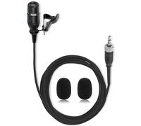 XHXJCYS Micrófono de solapa negro de condensador unidireccional, micrófono súper cardioide compatible con sistema transmisor inalámbrico Sennheiser con enchufe de rosca hembra de 3,5 mm