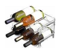 XHYASD 2 Unidades Botellero Frigorifico Soporte, Botellero Apilable Mantiene hasta 6 Botellas, Antideslizante Organizador De Botellas, Transparente Nevera para Vinos, Botelleros para Cocina, Encimera