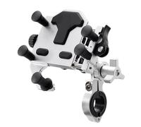 XHYFFSS GPS Navigation Soporte Soporte para Teléfono Motocicleta Aleación Ajustable 360° con Absorción Impactos Móvil Navegación Bicicletas Soporte Montaje Navegación(Silvery)
