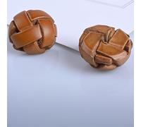 XHYXWN 5 Botones Cubiertos de Piel de Vaca de 15-25 mm, Botones de Cuero Blanco, Negro y marrón, Botones de Cuero Redondos Tejidos a Mano, para Traje, Abrigo, cárdigan