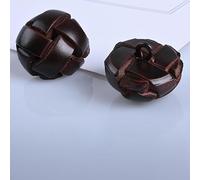 XHYXWN 5 Botones Cubiertos de Piel de Vaca de 15-25 mm, Botones de Cuero Blanco, Negro y marrón, Botones de Cuero Redondos Tejidos a Mano, para Traje, Abrigo, cárdigan