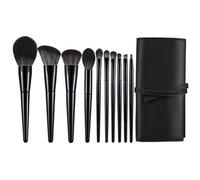 XHZMDWOU Brochas De Maquillaje Juego De 10 Pinceles De Maquillaje, Brochas For Sombras De Ojos, Base Y Rubor, Bolsa De Maquillaje Pinceles Maquillaje(Black)