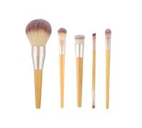 XHZMDWOU Brochas De Maquillaje Juego De 5 Brochas De Maquillaje con Mango De Bambú, Brocha For Base, Brocha For Sombra De Ojos Y Otras Herramientas De Belleza Pinceles Maquillaje
