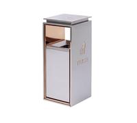 XHZMDWOU Cubo Basura Cubo De Basura Grande For Patio Y Cocina Al Aire Libre Cubo De Basura con Cenicero Vestíbulo Vertical Papelera Cocina(Blue,Silver)